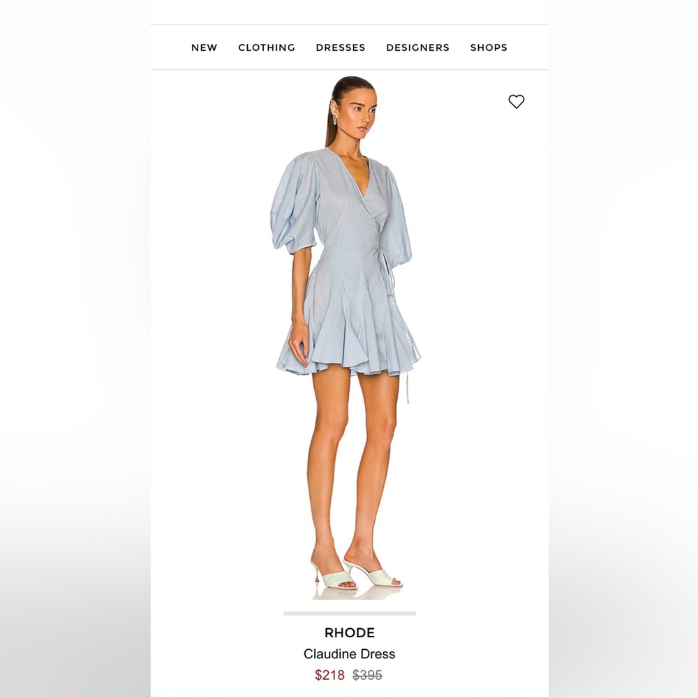 Rhode Claudine Dress V-neck Puff-Sleeve Wrap.